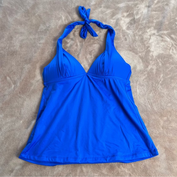 Cambodia Other - SWIMWEAR Royal Blue Flowy Halter Tankini Top with Sultry V-Neck - Size Small